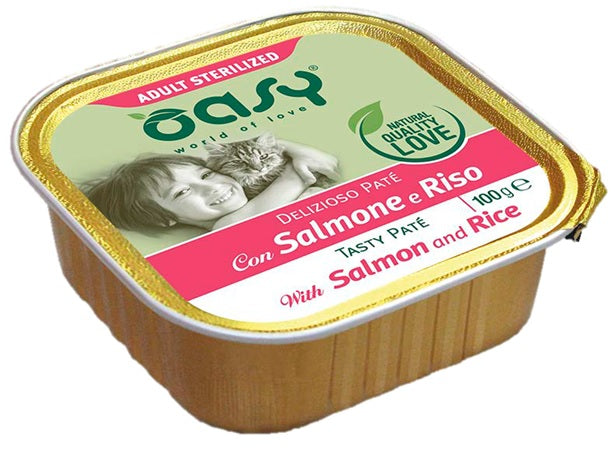 Oasy Gatto Delizioso Pate' Adulto Sterilizzato Salmone & Riso 100 g