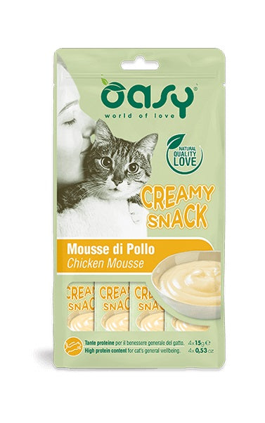 OASY GATTO SNACK CREAMY MOUSSE DI POLLO CF. (4x15) GR