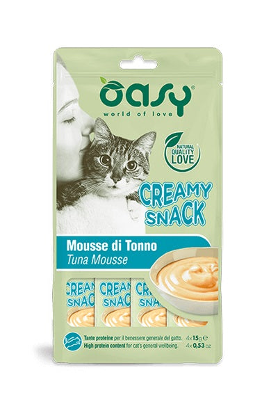 OASY GATTO SNACK CREAMY MOUSSE DI TONNO CF. (4x15) GR