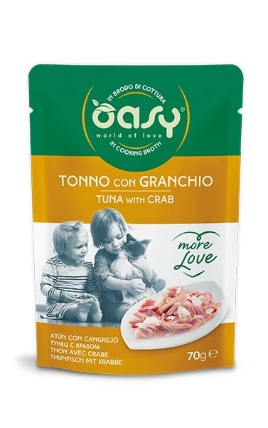 OASY GATTO MORE LOVE IN BUSTA ADULTO TONNO & GRANCHIO 70 GR
