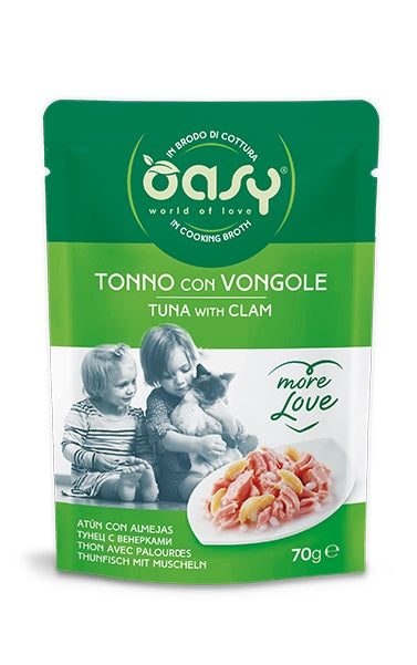 OASY GATTO MORE LOVE IN BUSTA ADULTO TONNO & VONGOLE 70 GR
