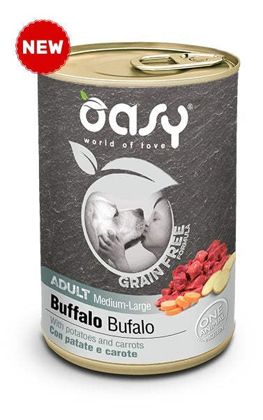 OASY CANE GRAIN FREE ADULTO MEDIUM&LARGE BUFALO LATTINA 400 GR