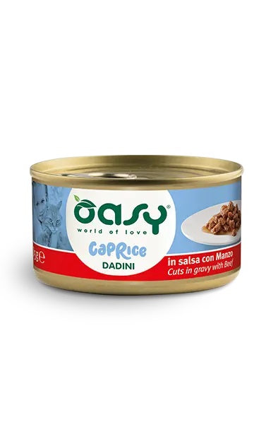 OASY GATTO CAPRICE DADINI IN SALSA ADULTO MANZO 85 GR