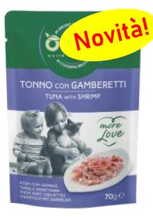 OASY GATTO MORE LOVE IN BUSTA ADULTO TONNO & GAMBERETTI 70 GR