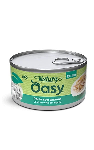 Oasy Gatto Natury Soft Jelly in Lattina Adulto Pollo & Ananas 85 g