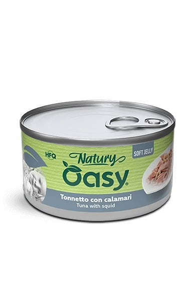 OASY GATTO NATURY SOFT JELLY IN LATTINA ADULTO TONNETTO & CALAMARI 150 GR