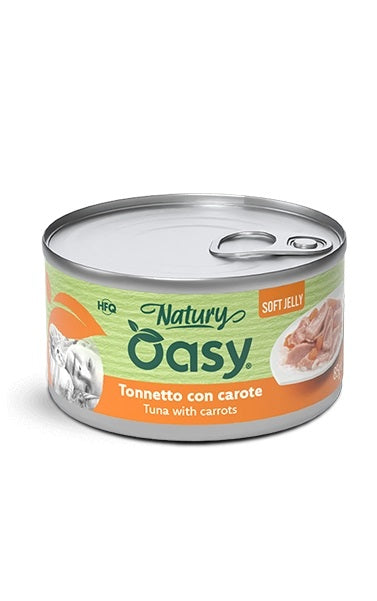 OASY GATTO NATURY SOFT JELLY IN LATTINA ADULTO TONNETTO & CAROTE 150 GR