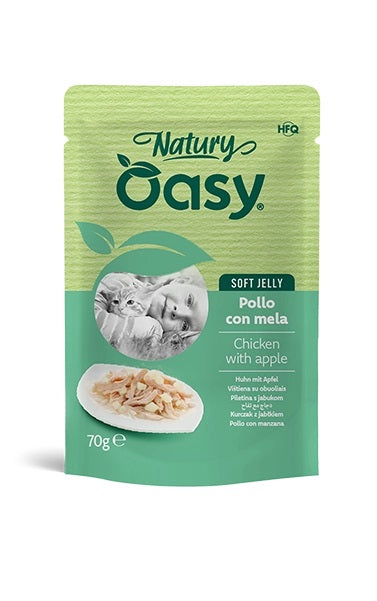 OASY GATTO NATURY SOFT JELLY IN BUSTA ADULTO POLLO & MELA 70 GR