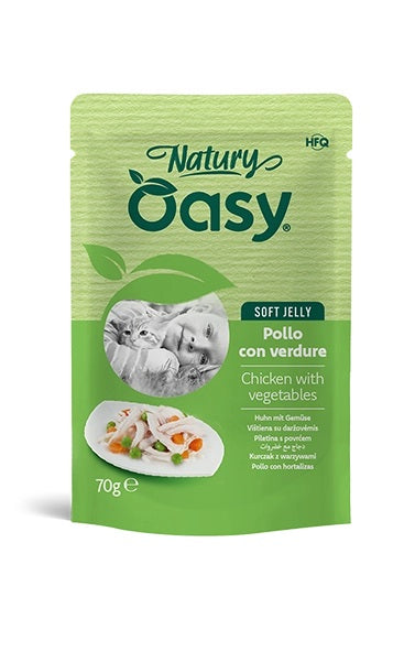 OASY GATTO NATURY SOFT JELLY IN BUSTA ADULTO POLLO & VERDURE 70 GR