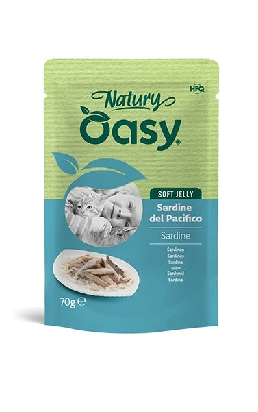 OASY GATTO NATURY SOFT JELLY IN BUSTA ADULTO SARDINE DEL PACIFICO 70 GR