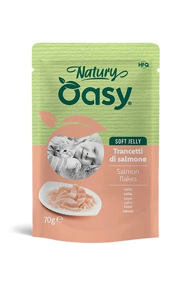 Oasy Gatto Natury Soft Jelly in Busta Adulto Trancetti di Salmone 70 g