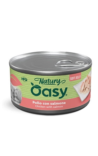 OASY CANE NATURY SOFT JELLY IN LATTINA ADULTO POLLO & SALMONE 150 GR