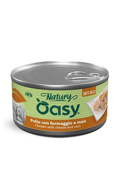 Oasy Cane Natury Soft Jelly in Lattina Adulto Pollo, Formaggio & Mais 150 g