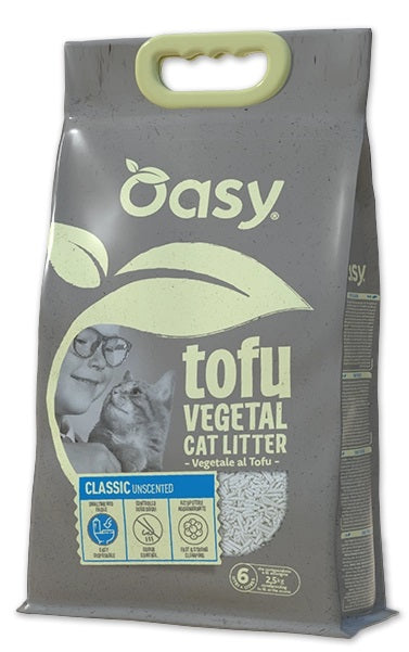 OASY GATTO LETTIERA VEGETALE "TOFU" - CLASSIC UNSCENTED 6 LT