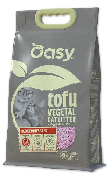 OASY GATTO LETTIERA VEGETALE "TOFU" - RED BERRIES 6 LT