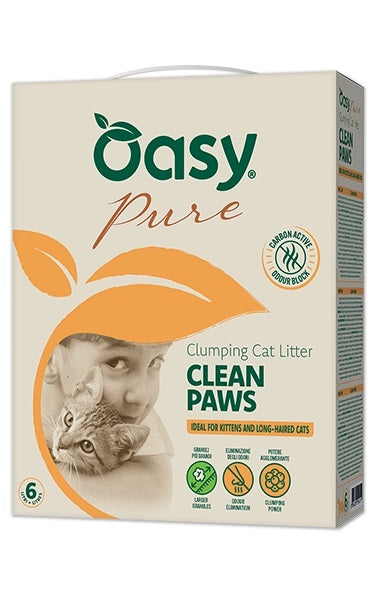 OASY GATTO LETTIERA "PURE" AGGLOMERANTE - CLEAN PAWS 6 LT