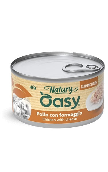OASY GATTO NATURY LATTINA IN BRODO DI COTTURA ADULTO POLLO & FORMAGGIO 85 GR