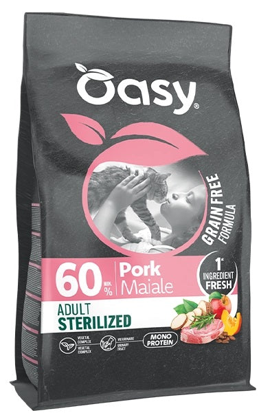 OASY GATTO GRAIN FREE FORMULA ADULTO STERILIZZATO MAIALE 300 GR
