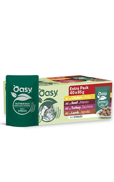 OASY GATTO ORIGINAL FORMULA BOCCONCINI MULTIPACK ADULTO STERILIZZATO MEAT SELECTION CF. (40x85 GR)