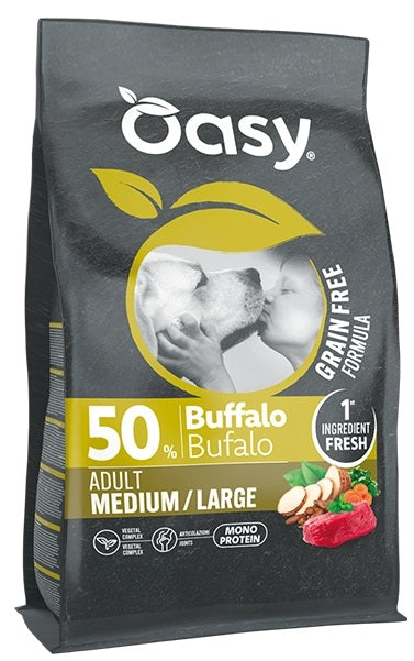OASY CANE GRAIN FREE FORMULA ADULTO MEDIUM&LARGE BUFALO 10 KG
