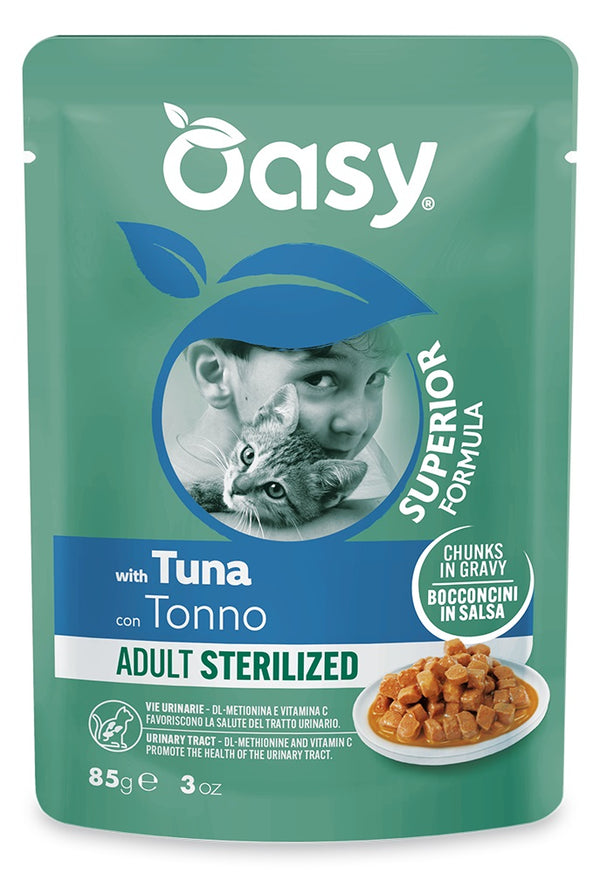 OASY GATTO SUPERIOR FORMULA BOCCONCINI ADULTO STERILIZZATO TONNO 85 GR