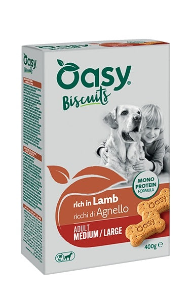 OASY CANE SNACK BISCUITS MONOPROTEIN ADULTO MEDIUM&LARGE AGNELLO 400 GR