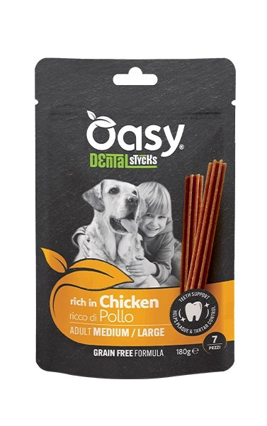 OASY CANE SNACK DENTAL STYCKS ADULTO MEDIUM&LARGE POLLO CF. (7 PZ) 180 GR