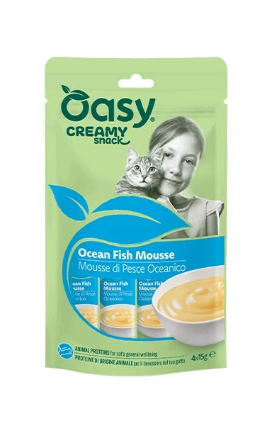 OASY GATTO SNACK CREAMY ADULTO MOUSSE PESCE OCEANICO CF. (4x15 GR)