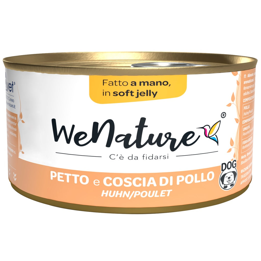 WENATURE CANE LATTINA IN JELLY ADULTO PETTO DI POLLO & COSCIA DI POLLO 150 GR alimento per cani e gatti | Pet Care Italia