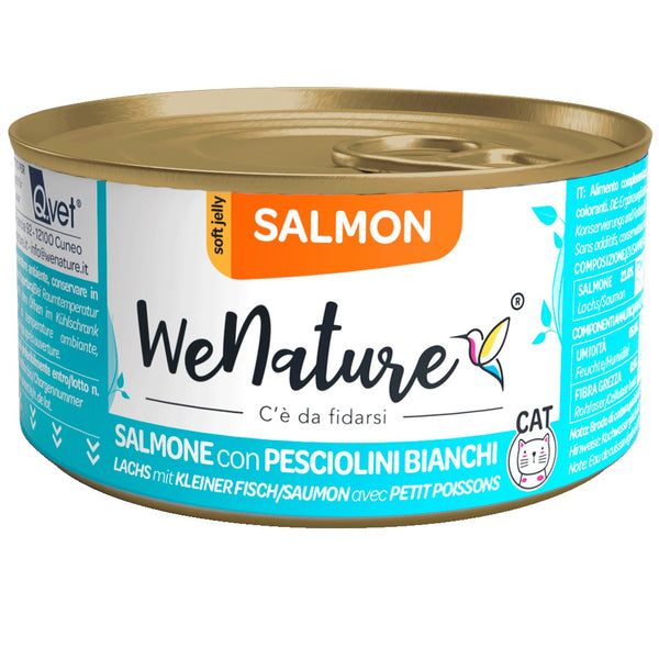 WENATURE GATTO LATTINA IN JELLY ADULTO SALMONE & PESCIOLINI BIANCHI 85 GR
