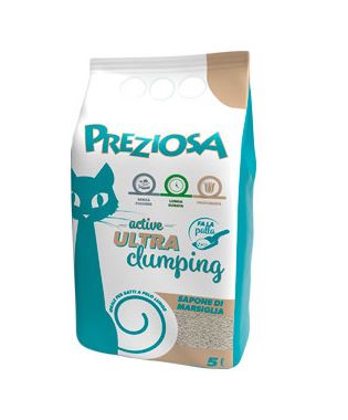 PREZIOSA GATTO LETTIERA IGIENICA ULTRA CLUMPING SAPONE DI MARSIGLIA 5 LT