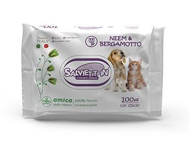 SALVIETT IN SALVIETTE IGIENICHE "XXL" BIODEGRADABILI CF. (100 PZ) NEEM & BERGAMOTTO