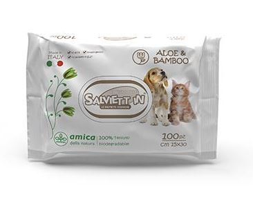SALVIETT IN SALVIETTE IGIENICHE "XXL" BIODEGRADABILI CF. (100 PZ) ALOE & BAMBOO