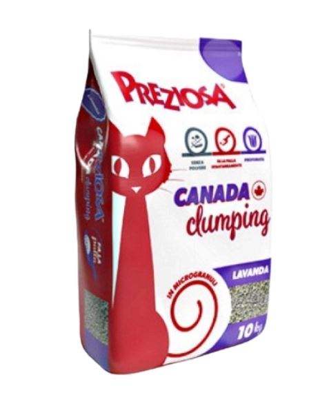 PREZIOSA GATTO LETTIERA IGIENICA CANADA CLUMPING LAVANDA 10 KG