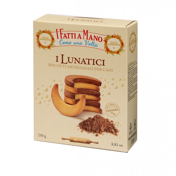 DOLCI IMPRONTE CANE SNACK BISCOTTI "I FATTI A MANO-I LUNATICI" 250 GR