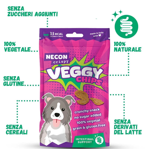 NECON CRISPY CANE SNACK VEGGIE CHIPS INTESTINAL SUPPORT 85 GR