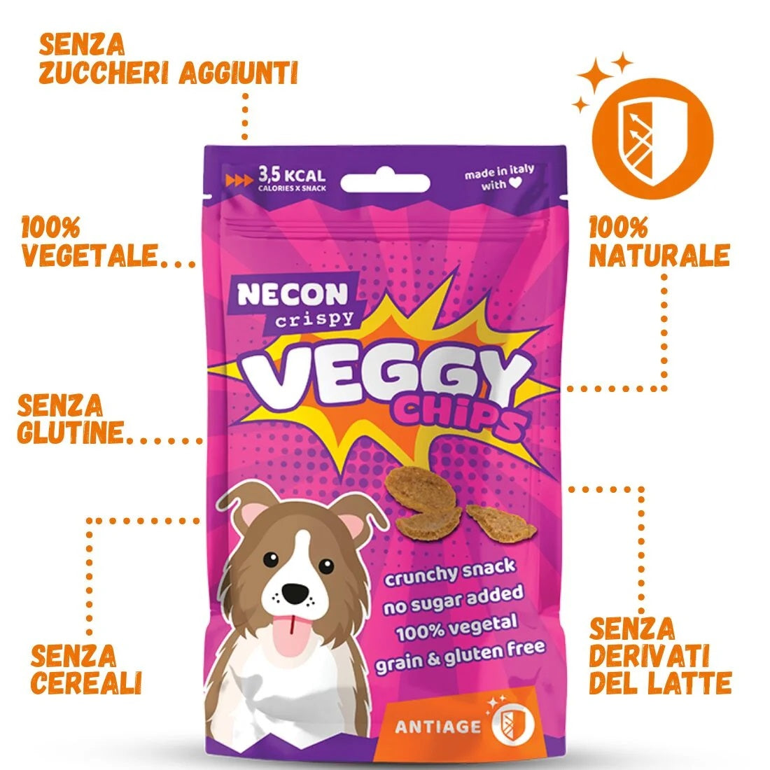 NECON CRISPY CANE SNACK VEGGIE CHIPS ANTIAGE 85 GR