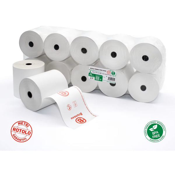 BRUNEAU CARTA TERMICA PER SCONTRINO CASSA 80 MM x 80 MM CF. (10 ROTOLI)