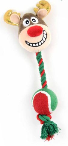 LEO PET XMAS CANE GIOCO PELUCHE RUDOLPH CON CORDA 27 CM