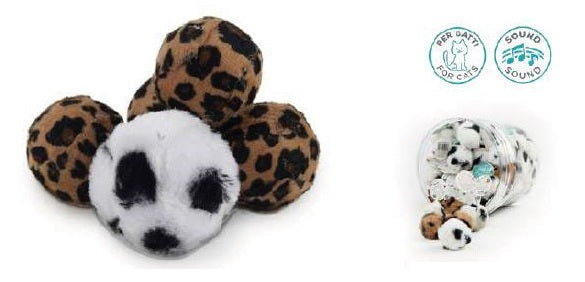 Leo Pet Gatto Gioco Pallina In Peluche Animalier 3,8 CM (colori assortiti)