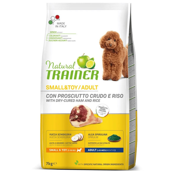 TRAINER CANE NATURAL ADULTO SMALL&TOY PROSCIUTTO CRUDO & RISO 7 KG
