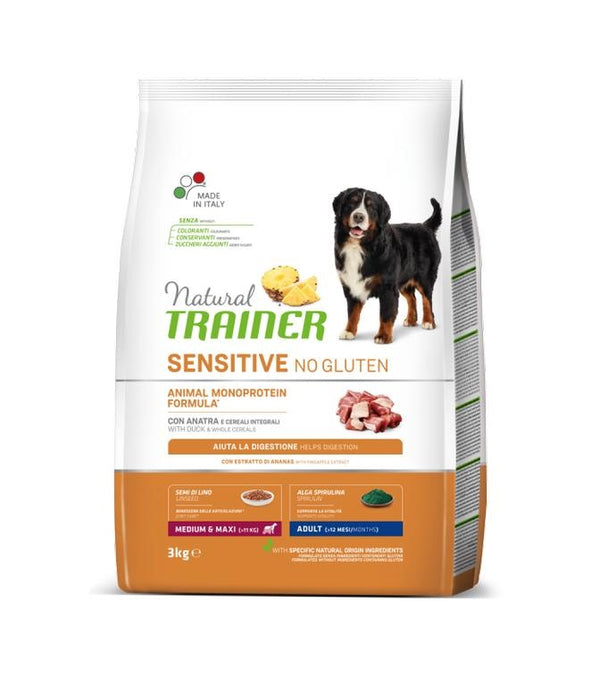 TRAINER CANE NATURAL SENSITIVE ADULTO MEDIUM&MAXI ANATRA 3 KG