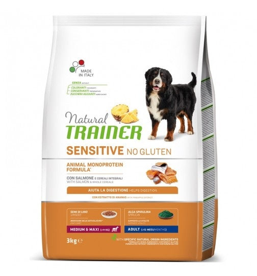 TRAINER CANE NATURAL SENSITIVE ADULTO MEDIUM&MAXI SALMONE 3 KG