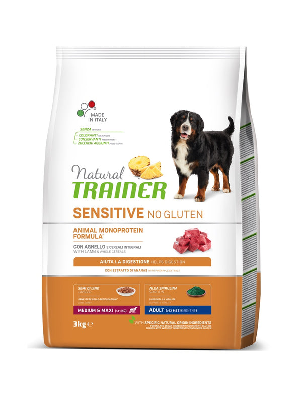 TRAINER CANE NATURAL SENSITIVE ADULTO MEDIUM&MAXI AGNELLO 3 KG