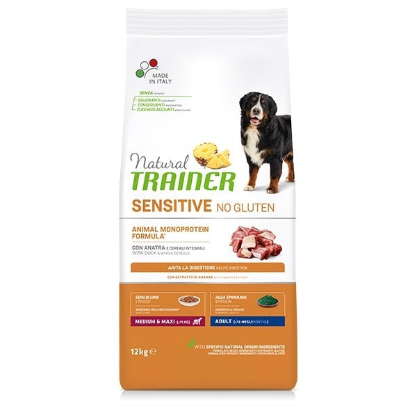 TRAINER CANE NATURAL SENSITIVE ADULTO MEDIUM&MAXI ANATRA 12 KG