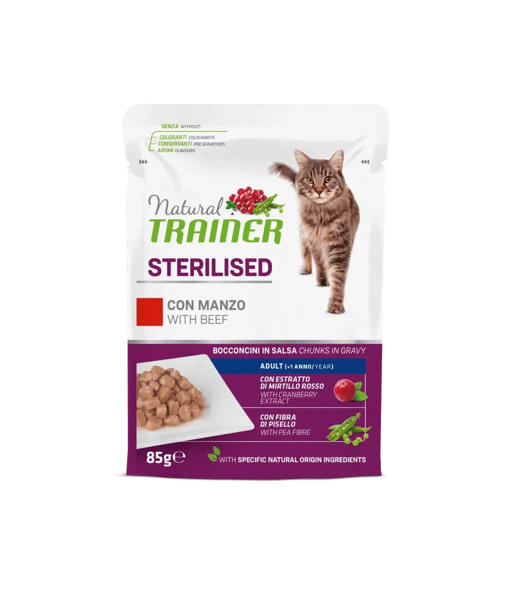 TRAINER GATTO NATURAL ADULTO STERILIZZATO MANZO 85 GR