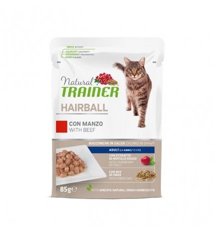 Trainer Gatto Natural Hairball Manzo 85 g