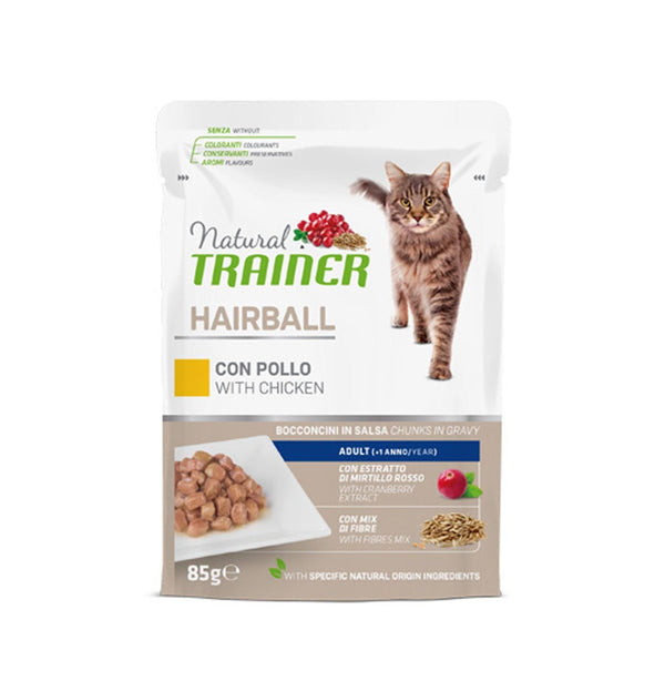 TRAINER GATTO NATURAL HAIRBALL POLLO 85 GR