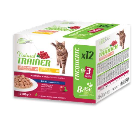 TRAINER GATTO NATURAL ADULTO MULTIPACK POLLO & SALMONE CF. (12x85) GR