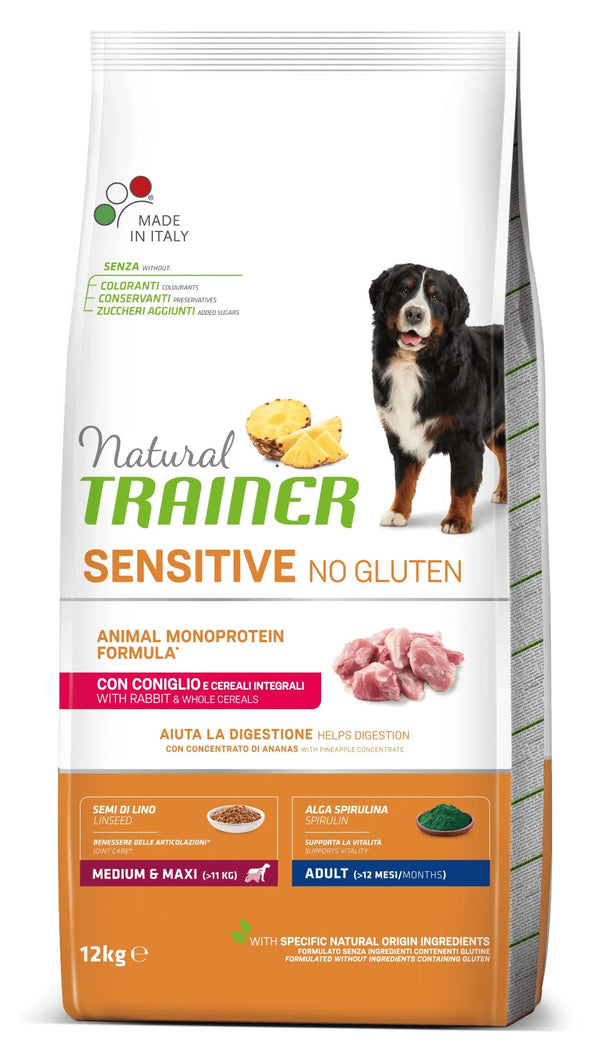 TRAINER CANE NATURAL SENSITIVE ADULTO MEDIUM&MAXI CONIGLIO 12 KG